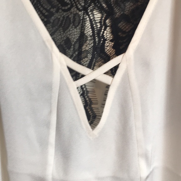 NEW sheer white top with black lace - Picture 3 of 3